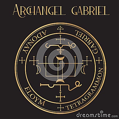 Archangel Gabriel Seal - â€œGod is my strengthâ€. Archangel of Wisdom, Revelation, Prophecy, and Visions Vector Illustration