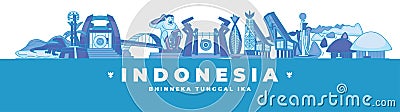 Indonesia Bhineka Tunggal Ika Banner Vector Illustration