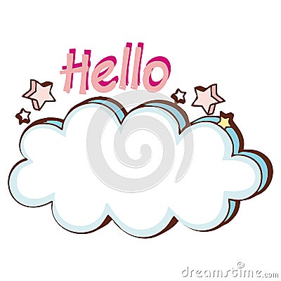 Cloud chat with hello. Can be used for name tags as well as stickers Vector Illustration