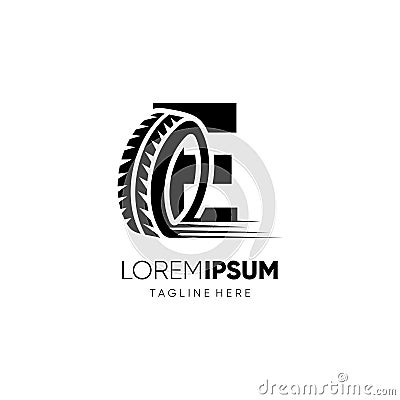 Letter E Tire Logo Design Vector Icon Graphic Emblem Illustration Vector Illustration