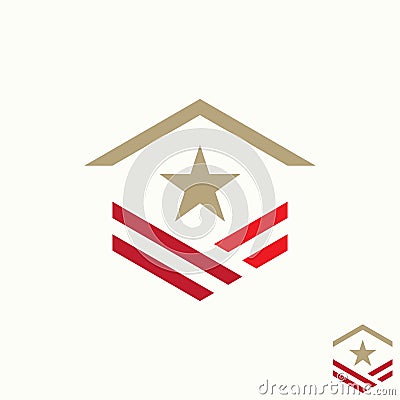 Simple and unique army veteran sign with roof house image graphic icon logo design Vector Illustration