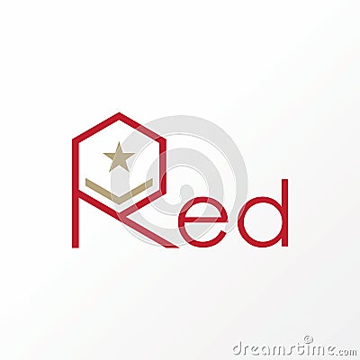 Simple and unique letter RED font with star and veteran sign image graphic icon logo Vector Illustration