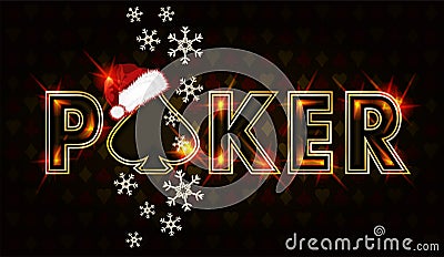 Christmas poker background with santa claus hat and spades sign, vector illustration Vector Illustration