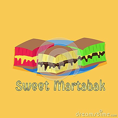 Sweet Martabak is Indonesian street food pancake. Vector Illustration