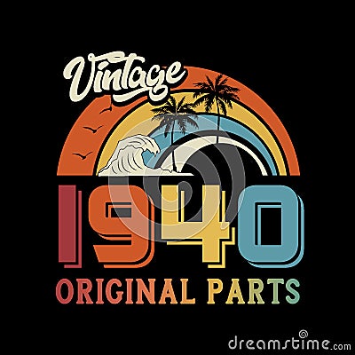 1940 vintage retro design vector black background vector gaphic Vector Illustration