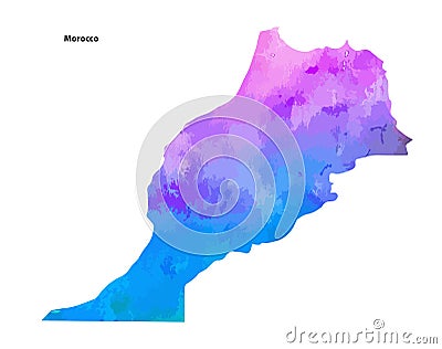 Colorful Watercolor Map design of Country Morocco isolated on white background - vector Vector Illustration