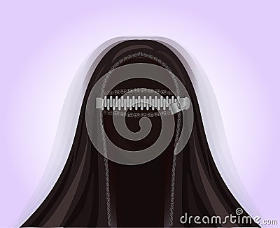 Muslim Arab woman in burka zippered , background vector Vector Illustration