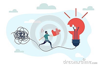 Discover easy way to understand concept. Simplify idea to find solution, thinking process or creativity to solve problem. Vector Illustration