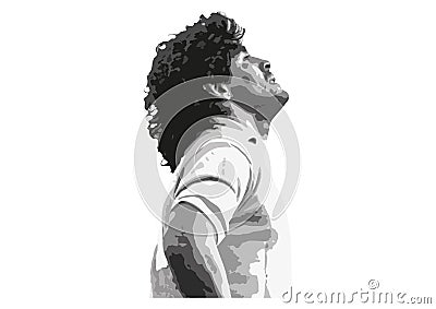 Image of Maradona seen from the side, White background Editorial Stock Photo