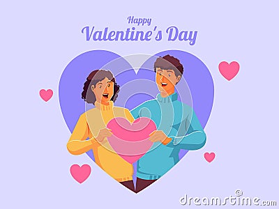 Happy Black Couple celebrating valentines day Vector Illustration