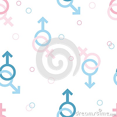 Symbols of sexes and genders. Seamless vector pattern with genders. Vector Illustration