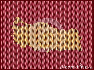 Knitting pattern map of Country Turkey Isolated on Red Background - vector Vector Illustration