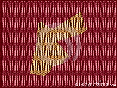 Knitting pattern map of Country Jordan Isolated on Red Background - vector Vector Illustration