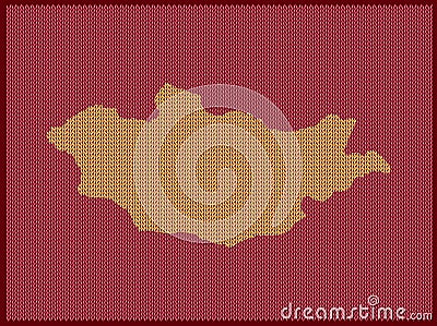 Knitting pattern map of Country Mongolia Isolated on Red Background - vector Vector Illustration