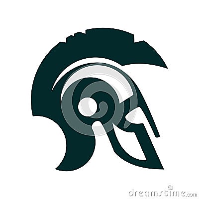 Spartan helmet silhouette. Roman or Greek army helmet vector icon Stock Photo