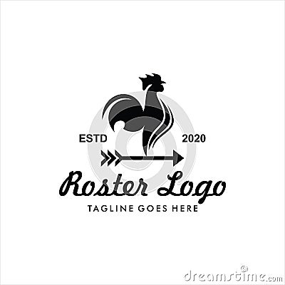 Rooster logo vector arrow Cartoon Illustration