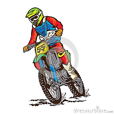 Motocross racing vector illustration in retro vintage design Vector Illustration