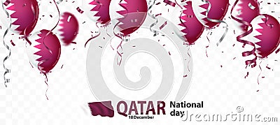 National Qatar day celebrations with balloons and ribbons Vector Illustration