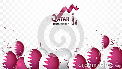 National Qatar day celebrations with balloons and ribbons Vector Illustration