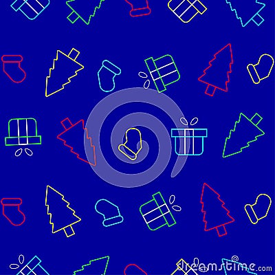pattern seamless with a christmas theme using a neon effect, good for mocku, print, design, wallpaper, sosial media Vector Illustration