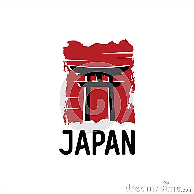 torii logo japanese culture Cartoon Illustration