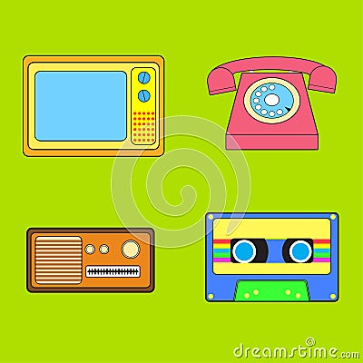 icon retro 90s good for mockup, print, design, wallpaper, sosial media, background Vector Illustration