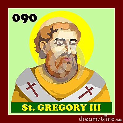 90th Catholic Church Pope Saint Gregory III Vector Illustration