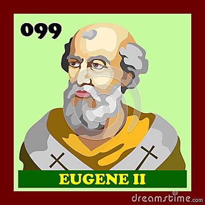 99th Catholic Church Pope Eugene II Vector Illustration