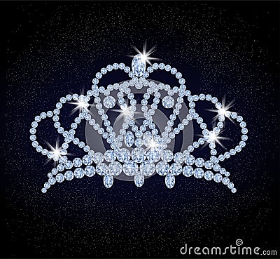 Crystals Princess Diamond tiara Vector Illustration