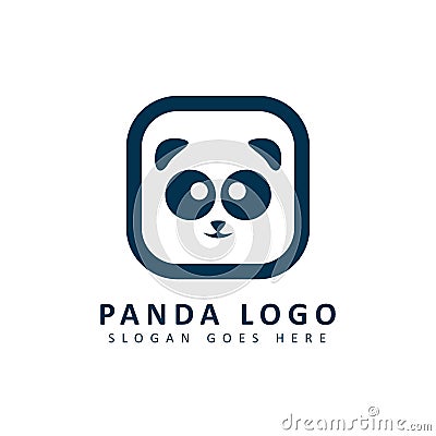 Simple panda logo with line art. panda head icon vector illustration Vector Illustration