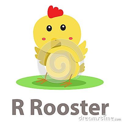 Illustrator of R Rooster animal Vector Illustration