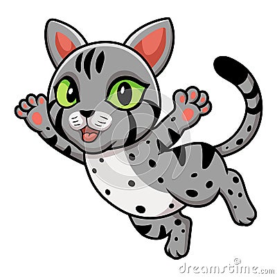 Cute egyptian mau cat cartoon flying Vector Illustration