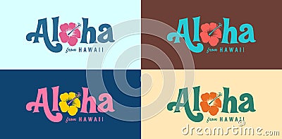 Vintage style Aloha From Hawaii logo set. Vector Illustration