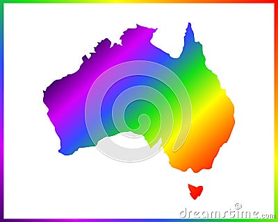 Rainbow colored gradient map of Country Australia isolated on white background - vector Vector Illustration