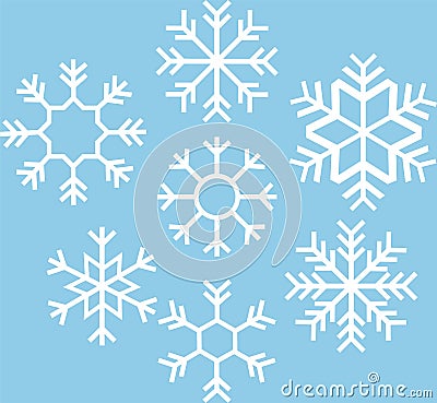 Set Snowflake winter vector icons. Collection Snow falling symbol. Group Winter element. Pattern cold crystal. Vector Illustration