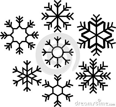 Set Snowflake winter vector icons. Collection Snow falling symbol. Ice flack sign. Group Winter element. Vector Illustration