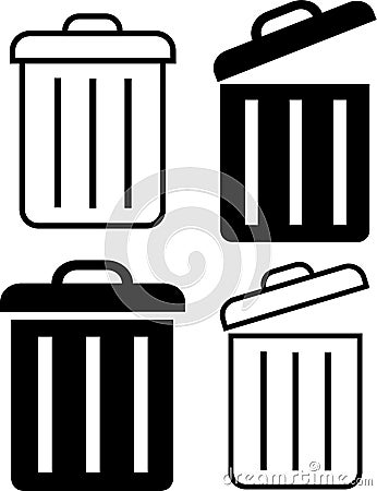 Set Delete icon-garbage, Collection trash can icons, rubbish basket, Group Recycle bin, container Vector Illustration