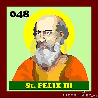 048th Roman Catholic Pope Saint Felix III Vector Vector Illustration