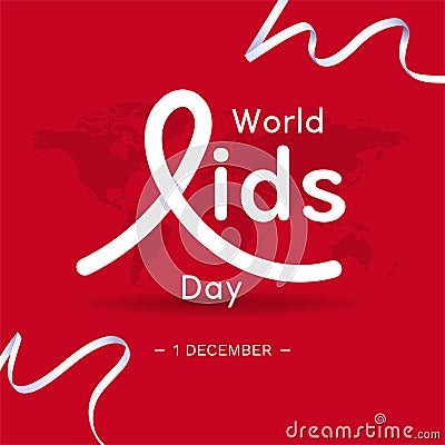 AIDS awareness. World AIDS Day commemorative design concept. Red ribbon Vector Illustration