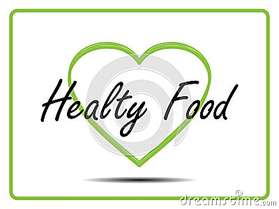 Healty food with heart on white Stock Photo