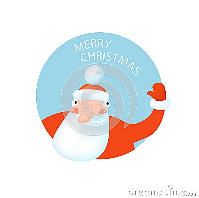 Print. Vector New Year card with Santa Claus. Happy New Year and Merry Christmas! Poster, postcard, invitation. New Year`s poster. Stock Photo