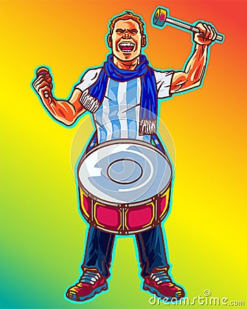 Argentina National Team Football Supporter Vector Illustration