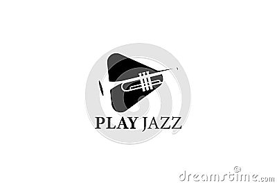 Jazz Music Logo With Saxophone Player. Classic Silhouette Jazz Logo Design Vector Illustration Vector Illustration