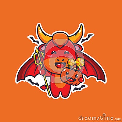 Devil bull in halloween day Vector Illustration