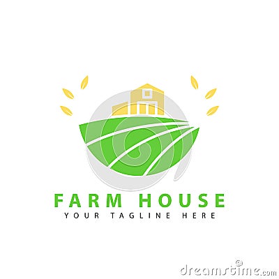 Farmhouse logo. vector Illustration for Natural Identity Badge. Vector Illustration