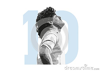 Image of Maradona seen from the side, White background Editorial Stock Photo