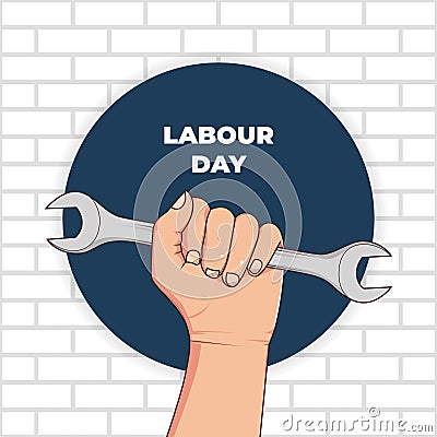 illustration of labour day celebration with hand grasping the wrench Vector Illustration