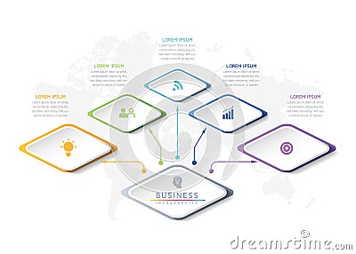 Connecting Steps business Infographic Template Vector Illustration