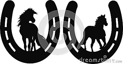 Horse and horseshoe silhouette set, Horseshoe Design, SVG Vector Vector Illustration