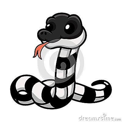 Cute banded krait snake cartoon Vector Illustration